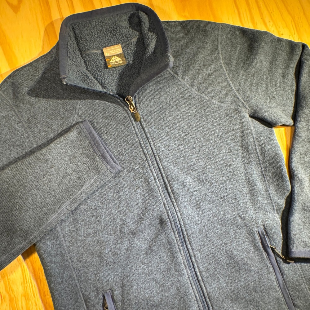 Nike ACG Men's Full Zip Sherpa Lined Sweater Fleece Jacket Heather Gray Size M
